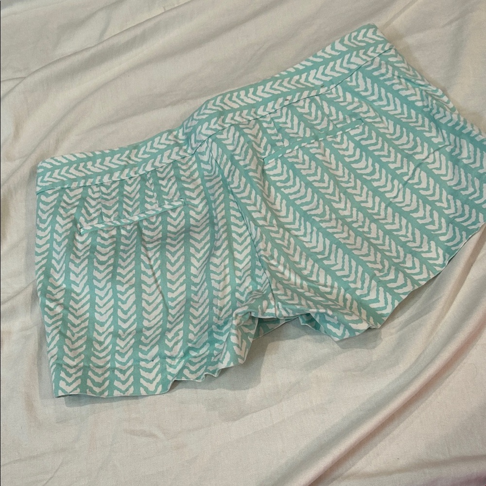 J. Crew Mint and White Chevron Athletic Shorts sz 8